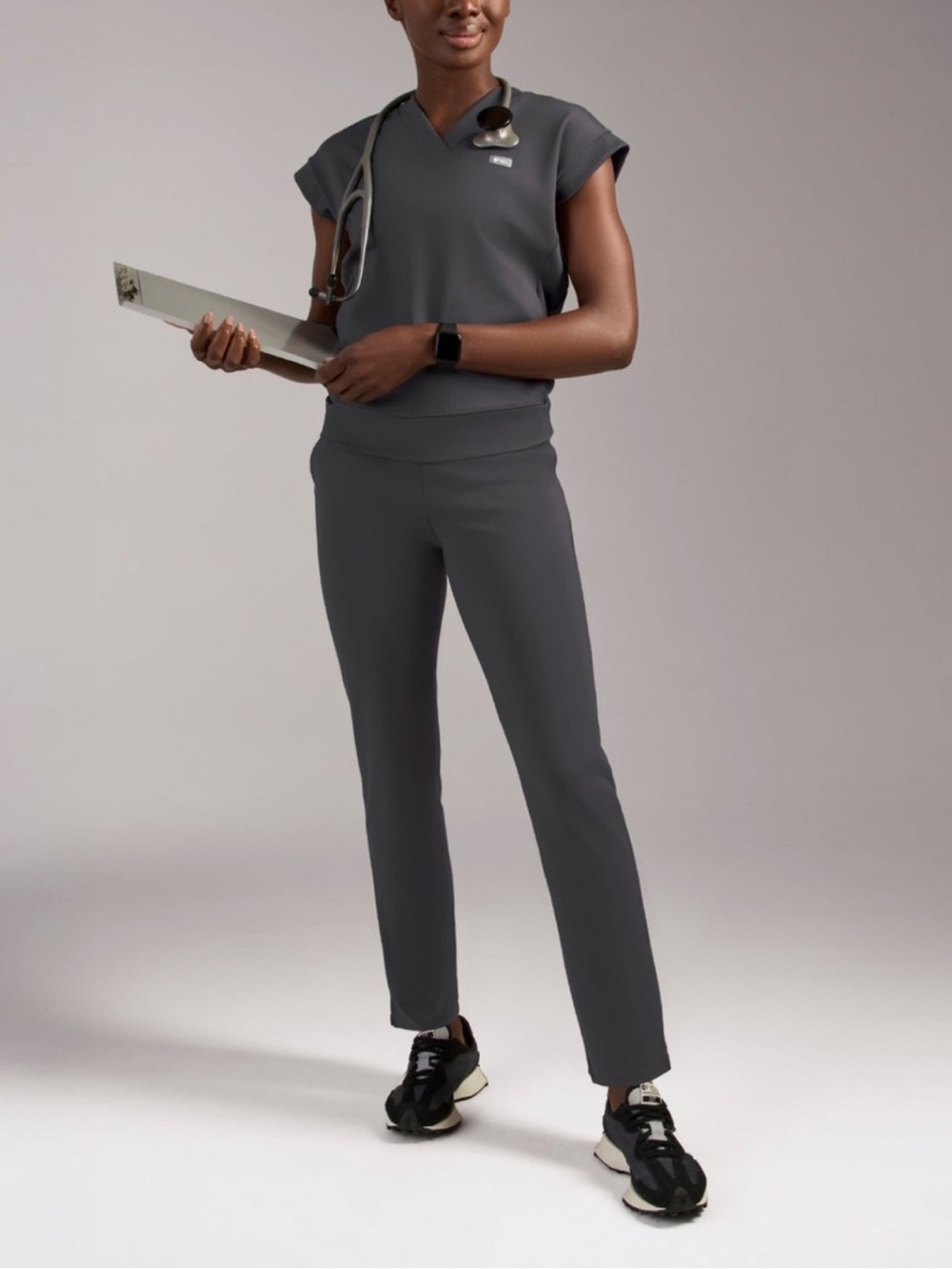 FIGS SET! FORM-X Women’s Small Charcoal Mira Top Small Petite Tena Pants NWT
